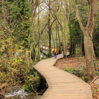 wooden footbridge in Krka National Park